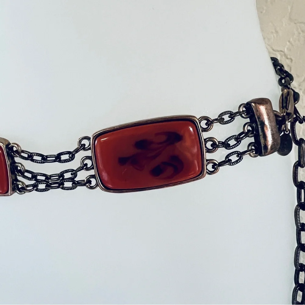 Vintage aged brass tone, Bohemian, chic chain small adjustable hip belt